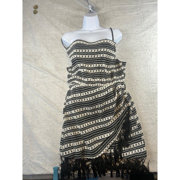 Fashion Nova Dresses & Skirts - Fashion Nova Bali Mami Crochet Mini Dress Black Cream Fringe 1X New With Tags